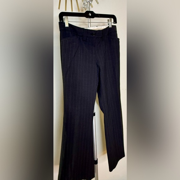 Express pinstripe y2k gray drew fit low rise flare leg pants career preppy 29 EC - Picture 5 of 10